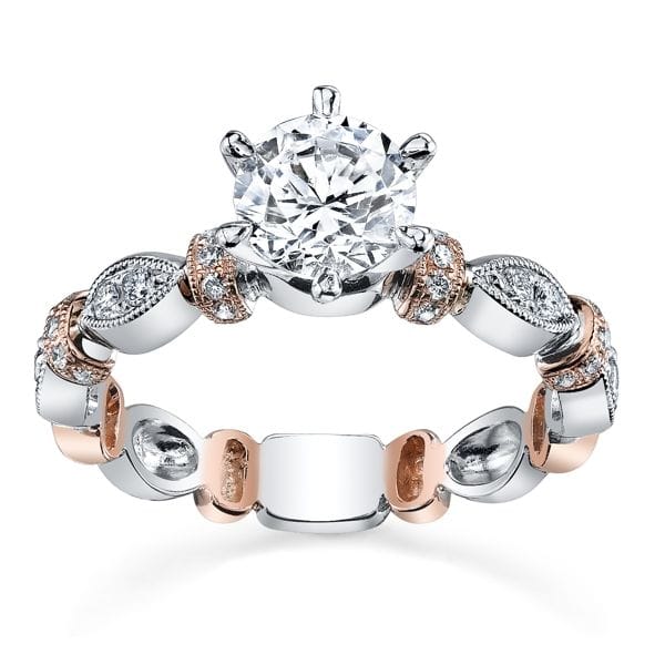 Kirk Kara 18k White Gold and 18k Rose Gold Diamond Engagement Ring Setting 1/5 ct. tw.