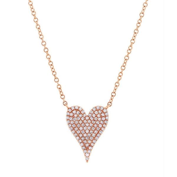 Shy Creation 14k Rose Gold Heart Diamond Pendant 1/5 ct. tw.