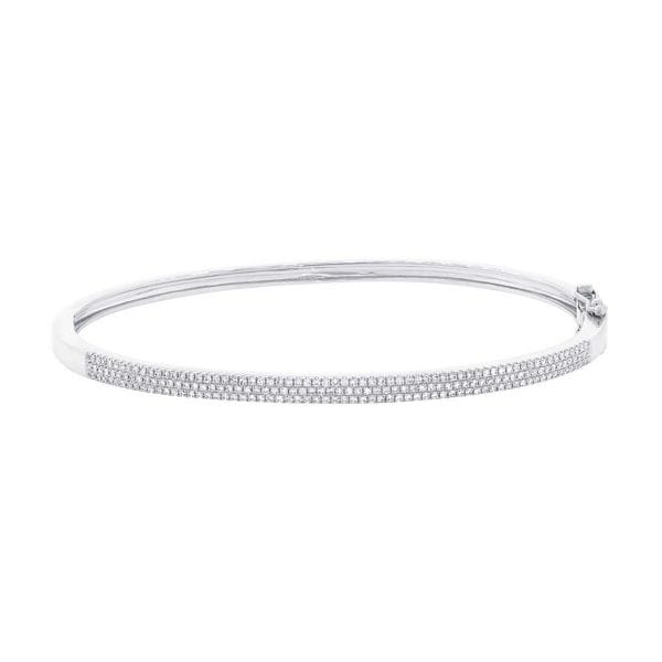 Shy Creation 14k White Gold Pave Diamond Bangle Bracelet 1/2 ct. tw.
