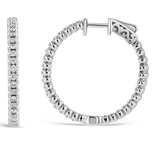 14k White Gold Hoop Earrings 1 ct. tw.