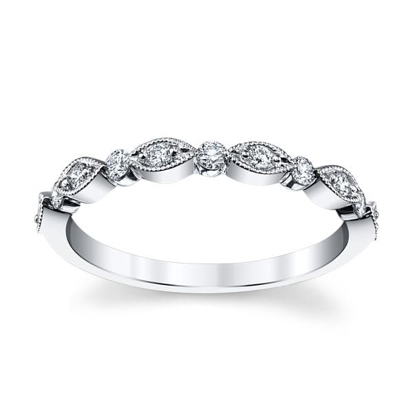 Henri Daussi 14k White Gold Diamond Wedding Band 1/6 ct. tw.