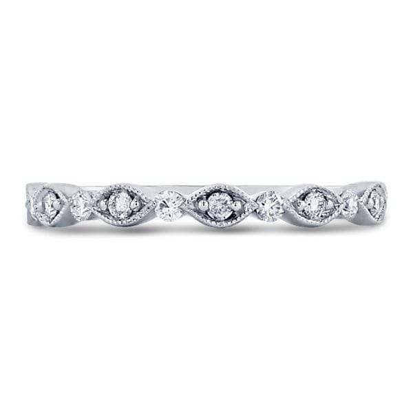 Henri Daussi 14k White Gold Diamond Wedding Band 1/6 ct. tw.