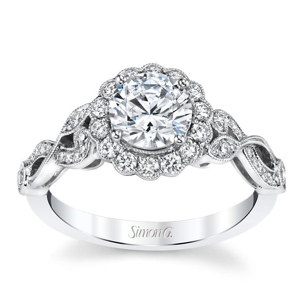 Simon G. 18k White Gold Diamond Engagement Ring Setting 3/8 ct. tw.