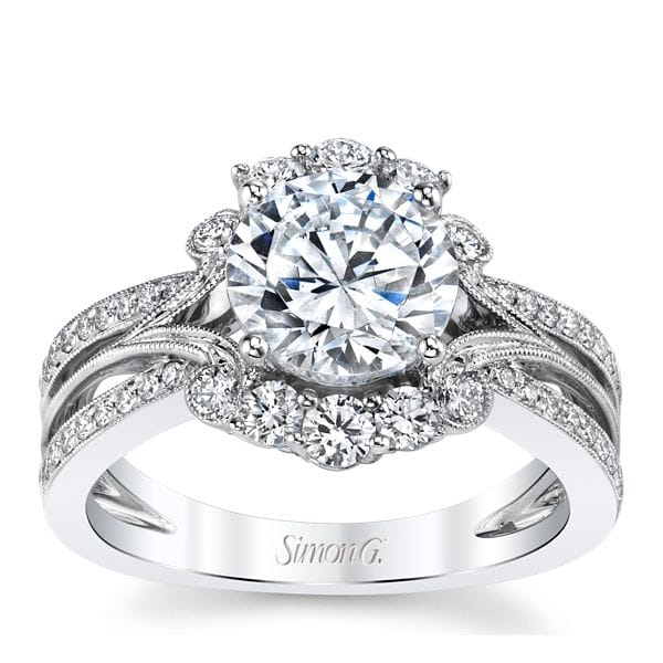 Simon G. 18k White Gold Diamond Engagement Ring Setting 1/2 ct. tw.