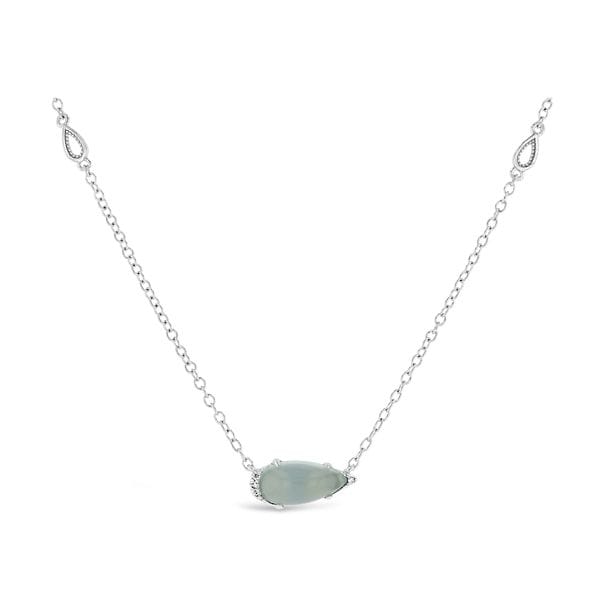 Tacori Jewelry Sterling Silver Sea Green Chalcedony Pendant .03 ct. tw.