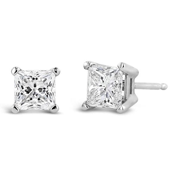 14k White Gold Solitaire Earrings 1 ct. tw.