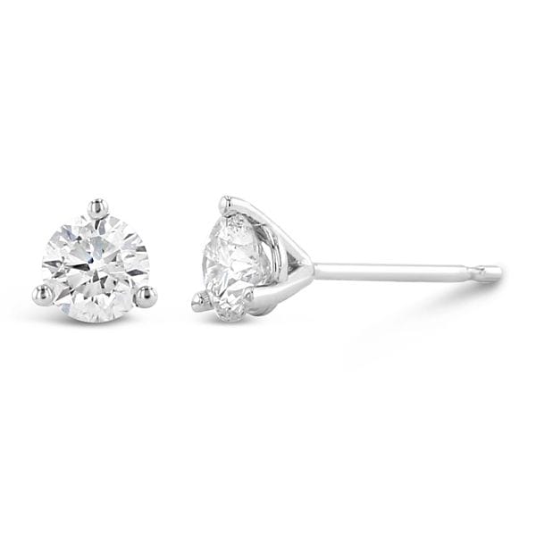 14k White Gold Solitaire Earrings 3/4 ct. tw.