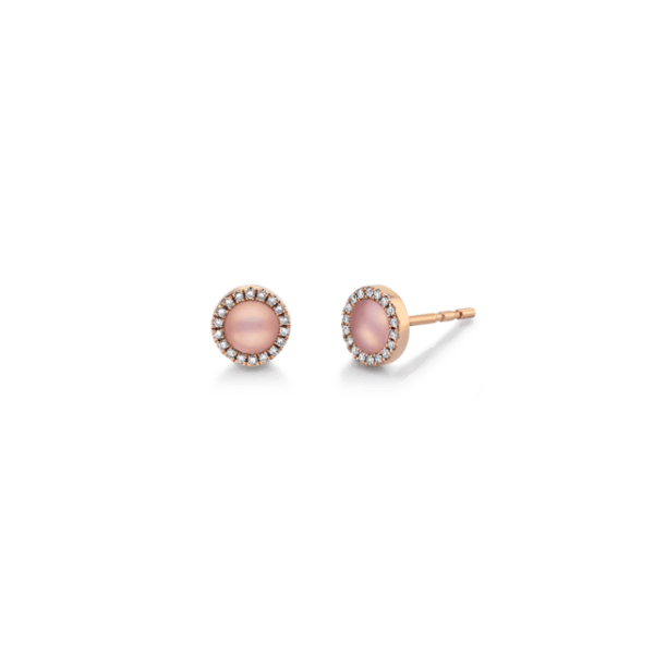 Shy Creation 14k Rose Gold Pink Opal Earrings .07 ct. tw.