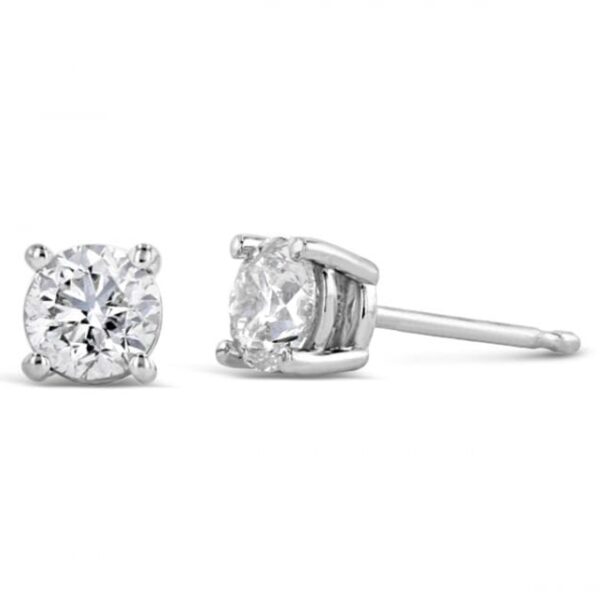 14k White Gold Solitaire Earrings 3/4 ct. tw.