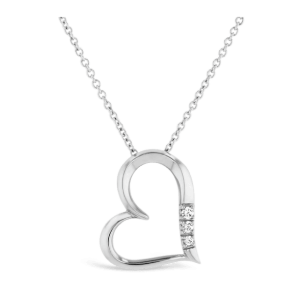 14k White Gold Heart Pendant .04 ct. tw.