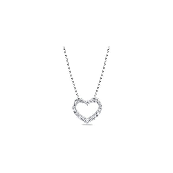 14k White Gold Heart Pendant 1/4 ct. tw.