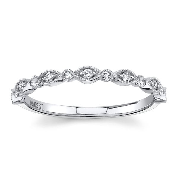 Henri Daussi 14k White Gold Diamond Wedding Band 1/5 ct. tw.