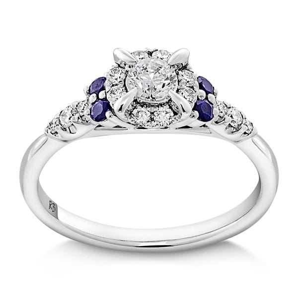 Cherish 14k White Gold Blue Sapphire Diamond Engagement Ring 1/3 ct. tw.