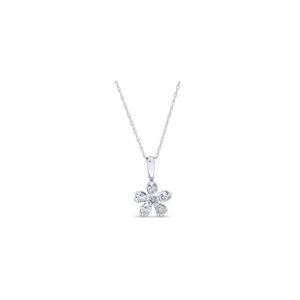 14k White Gold Flower Pendant 1/4 ct. tw.
