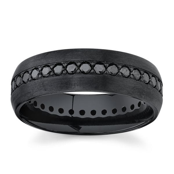 Lashbrook Zirconium 7 mm Black Diamond Diamond Wedding Band 1 ct. tw.